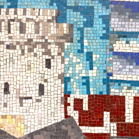 Ψηφιδωτό «Πόλη» της Γέτης Κρεμμύδα, 1959 (λεπτομέρεια)