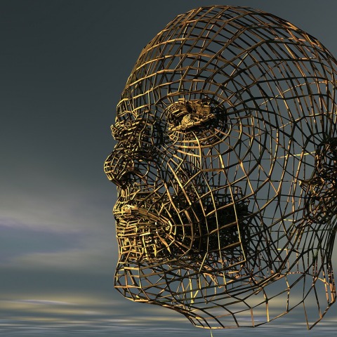 Γλυπτό ανθρώπινου κεφαλιού από σίδερα