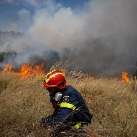 Πυροσβέστες δίνουν μάχη με τη φωτιά στο Ρέθυμνο