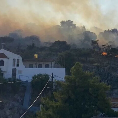 Μια ανάσα από σπίτια η φωτιά στη Σαλαμίνα