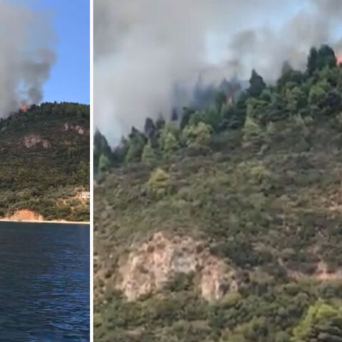 Φωτιά στο Άγιο Όρος κάνει στάχτη δάσος κοντά στη μονή Δοχειαρίου