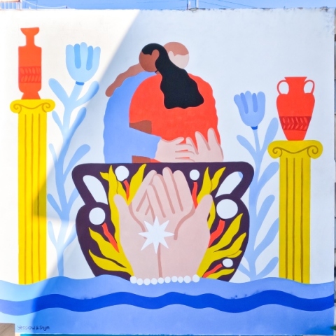 Δημιουργός του mural είναι η Yessiow (Yessi Nur Mulianawati)