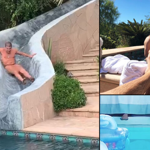 Ο Χάντερ Μπάιντεν κάνει γυμνός νεροτσουλήθρα σε βίλα στο Μαλιμπού