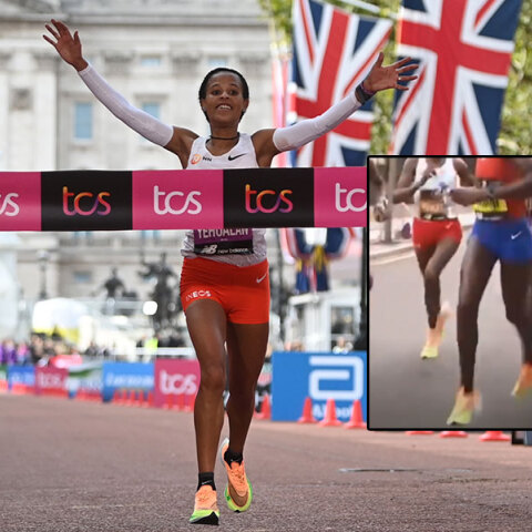 Η Yalemzerf Yehualaw τερματίζει πρώτη στον Μαραθώνιο του Λονδίνου παρά την πτώση της