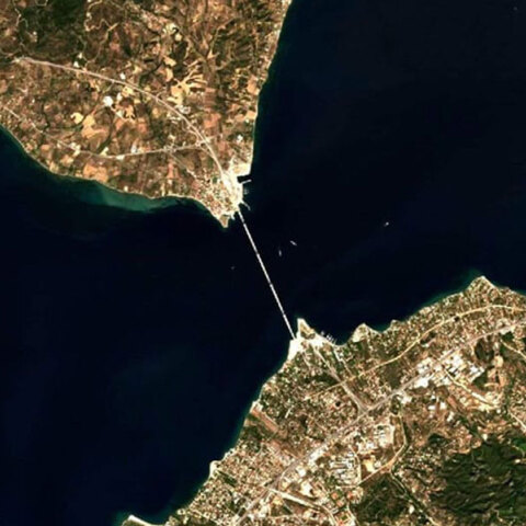 Δορυφορική φωτογραφία από τη γέφυρα του Ρίου - Αντιρρίου