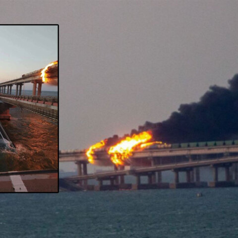 Στην Κριμαία η μεγάλη γέφυρα έχει πιάσει φωτιά, με τμήμα της να έχει καταρρεύσει