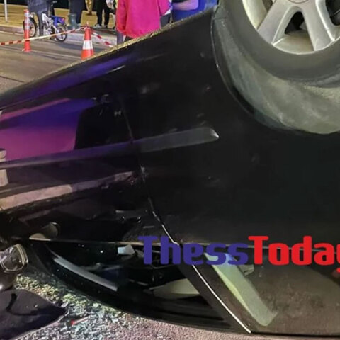 Το αυτοκίνητο που τούμπαρε στη Θεσσαλονίκη