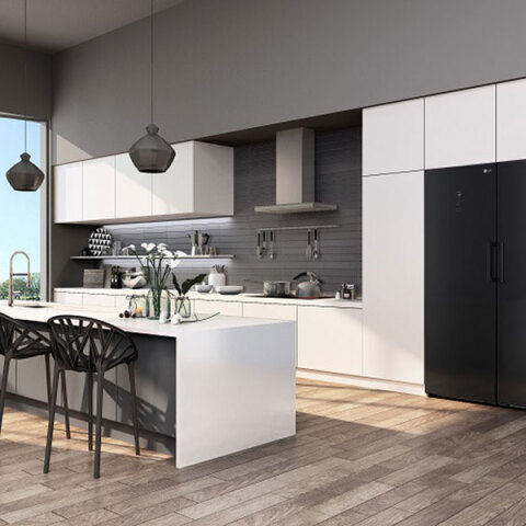 Κουζίνα με ψυγείο ντουλάπα LG