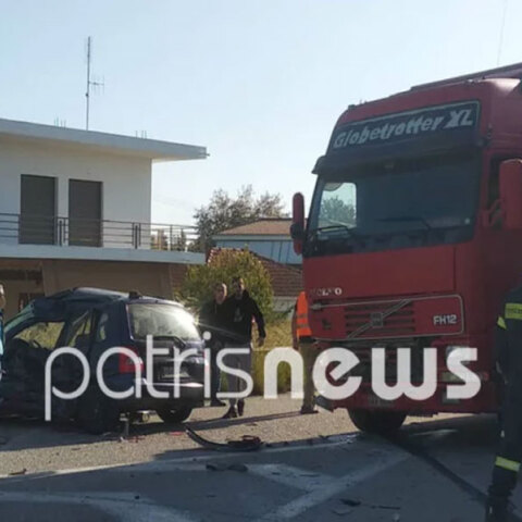 Φορτηγό συγκρούστηκε με αυτοκίνητο στην Ηλεία