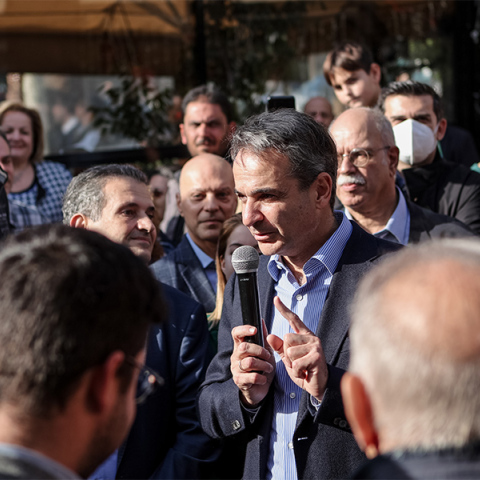 Ο Κυριάκος Μητσοτάκης στην Καλλιθέα