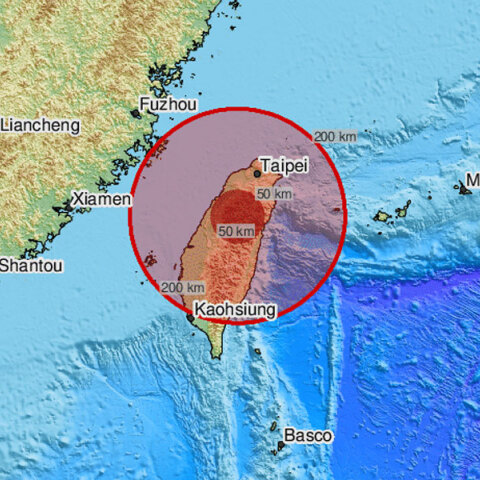 Χάρτης με το επίκεντρο του νέου ισχυρού σεισμού στην Ταϊβάν