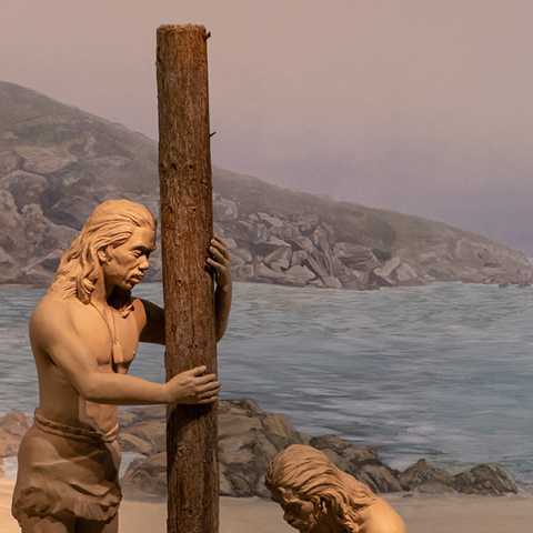 Σκηνή που αναπαριστά άνδρες στη νεολιθική εποχή