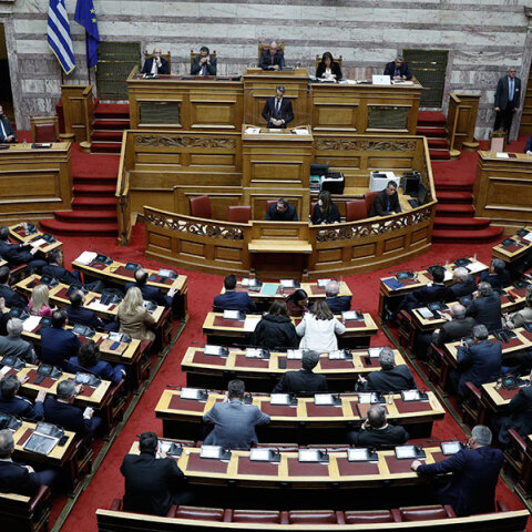 Ο πρωθυπουργός Κυριάκος Μητσοτάκης στη συζήτηση στη Βουλή για την πρόταση μομφής