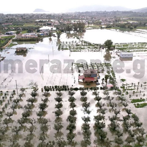 Πλημμύρες στη Ζάκυνθο άφησε πίσω της η κακοκαιρία