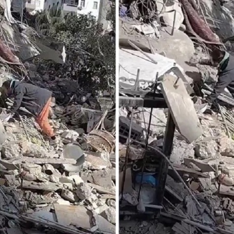 Σεισμός στην Τουρκία: Πατέρας σκάβει μέσα στα ερείπια να βρει τις κόρες του