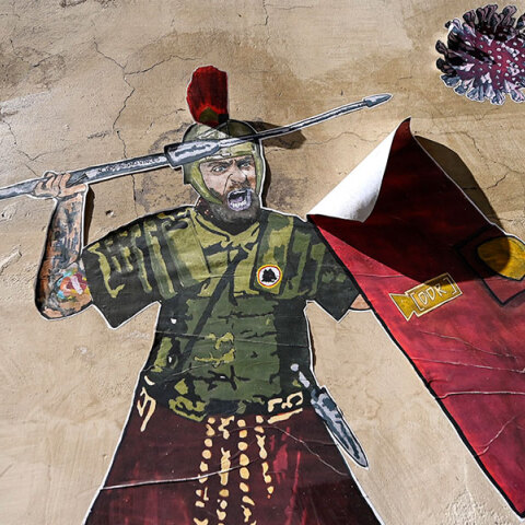 Mural στη Ρώμη για τον κορωνοϊό στην Ιταλία