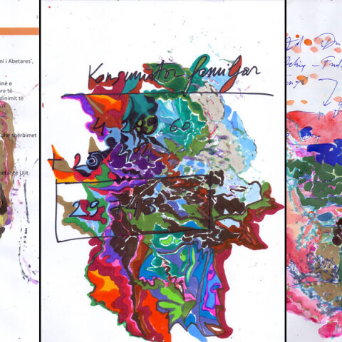 Τα έργα του Έντι Ράμα δημιουργούνται πάνω σε χαρτιά Α4, σελίδες από σημειωματάρια και δημόσια έγγραφα