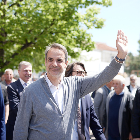 Ο Κυριάκος Μητσοτάκης στη Θήβα