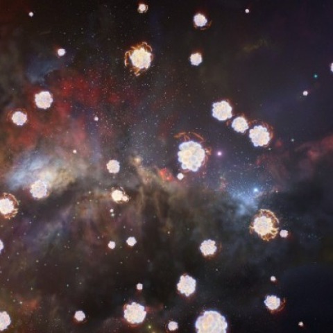 Καλλιτεχνική αποτύπωση δείχνει ένα μακρινό νέφος αερίων που περιέχει διάφορα χημικά στοιχεία @ESO/L. Calçada, M. Kornmesser (ΑΠΕ/ΜΠΕ)