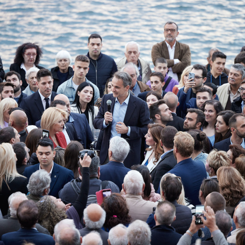 Ο Κυριάκος Μητσοτάκης στη Χαλκίδα