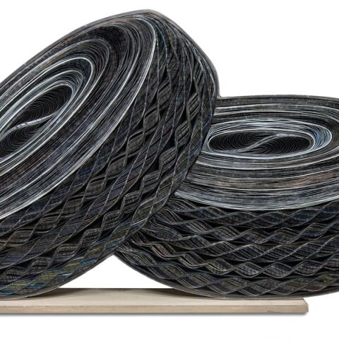 Pavlos (1930-2019), Δύο λάστιχα, χαρτί αφίσας και plexiglass, 144 X80cm