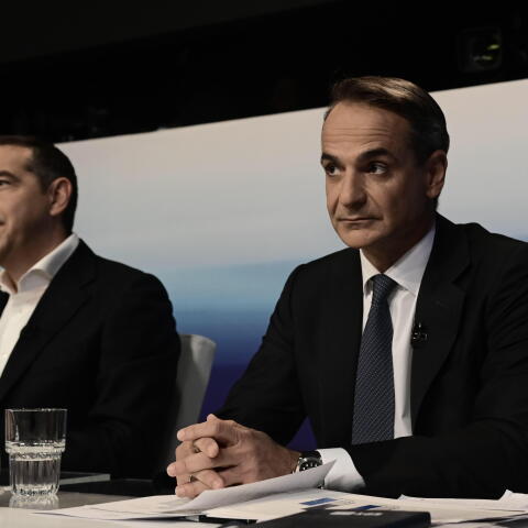 Ο Κυριάκος Μητσοτάκης και ο Αλέξης Τσίπρας στο debate των πολιτικών αρχηγών