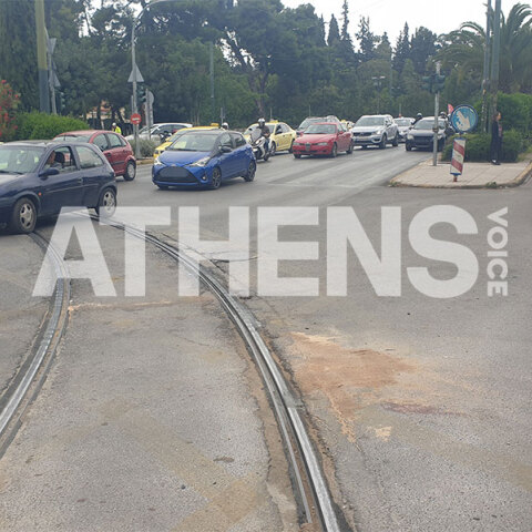Το σημείο όπου σημειώθηκε το τροχαίο στο κέντρο της Αθήνας