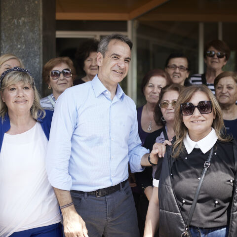 O Κυριάκος Μητσοτάκης στην Πέλλα