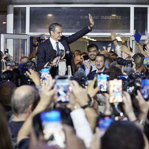 Ο Κυριάκος Μητσοτάκης μετά τον θρίαμβο της ΝΔ