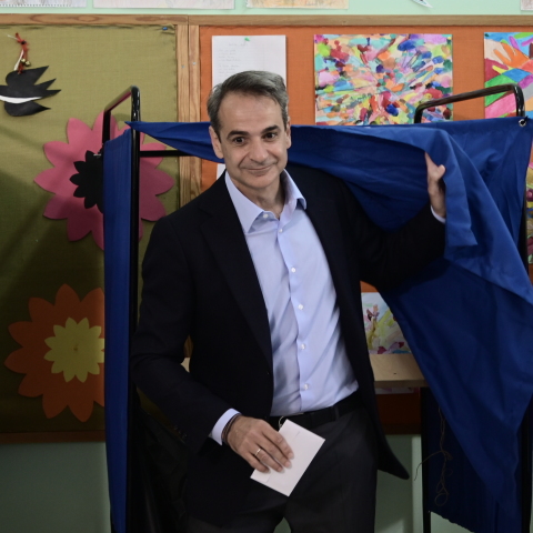 Ο Κυριάκος Μητσοτάκης ψηφίζει