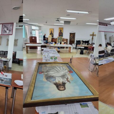 Στην εκκλησία του Αγίου Νικολάου στη Σεούλ, Έλληνες και εθελοντές Κορεάτες αφαιρούν τη σκουριά και τη λήθη από κειμήλια που είχαν μαζί τους οι άνδρες του ελληνικού στρατού που συμμετείχαν στον πόλεμο της Κορέας.