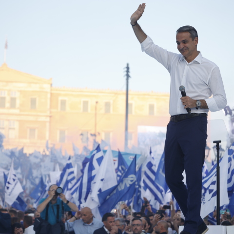 Ο Κυριάκος Μητσοτάκης στο Σύνταγμα