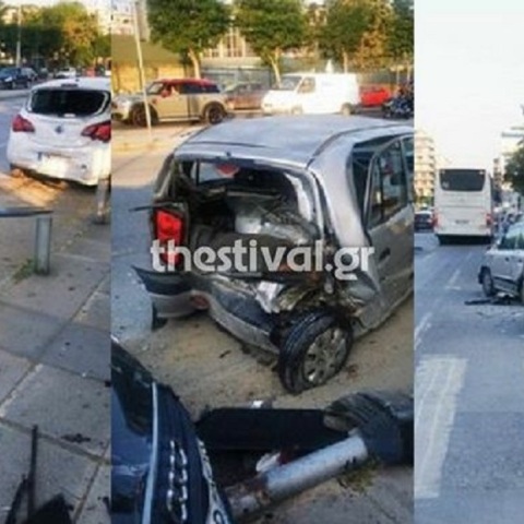 Θεσσαλονίκη: Λεωφορείο έπεσε σε 10 σταθμευμένα αυτοκίνητα στην Εγνατία