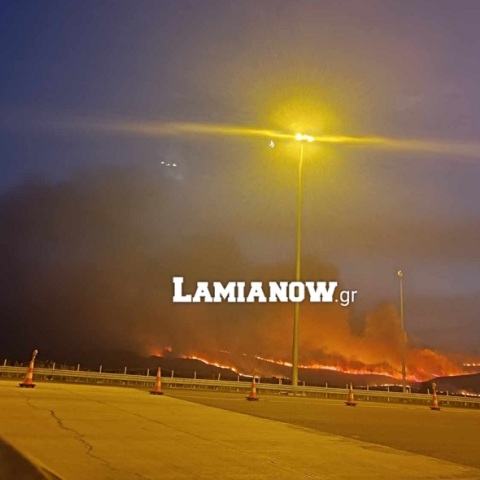 Φωτιά στη Βοιωτία: Δίπλα στην Εθνική Οδό οι φλόγες