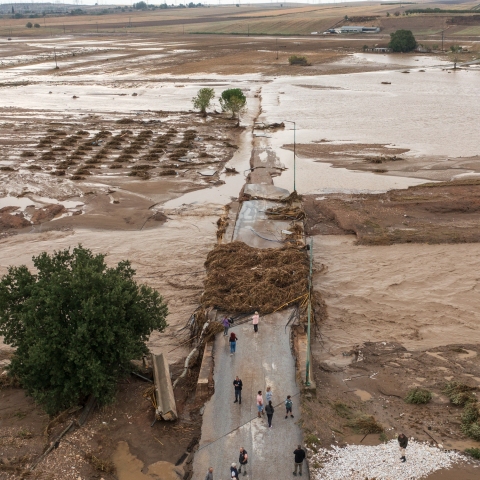 Πλημμυρισμένο τοπίο στο χωριό Νέα Λεύκη Λάρισας