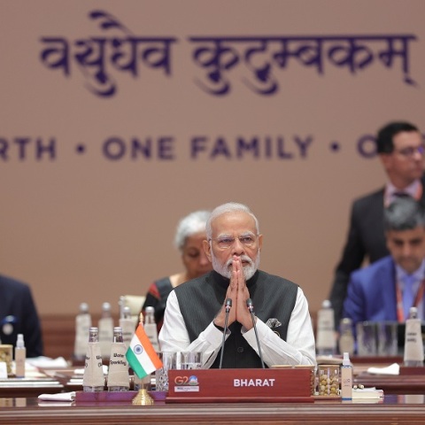 O Mόντι στη Σύνοδο των G20, πίσω από το καρτελάκι με το όνομα «Μπάρατ»