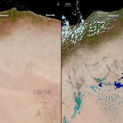 Κακοκαιρία Daniel: Δορυφορική εικόνα από τις πλημμύρες στη Σαχάρα