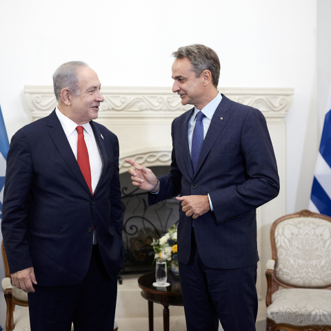 Ο Κυριάκος Μητσοτάκης με τον Μπενιαμίν Νετανιάχου