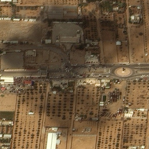 Δορυφορική εικόνα από το πέρασμα της Ράφα μεταξύ Γάζας και Αιγύπτου