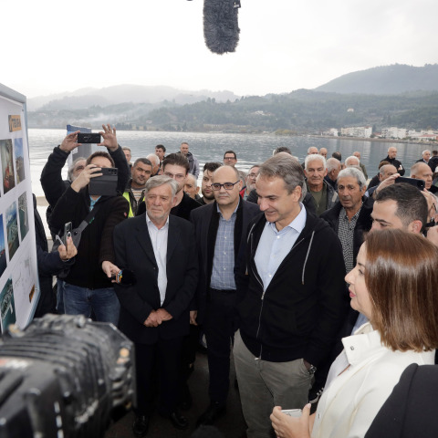 Ο Κυριάκος Μητσοτάκης στα εγκαίνια του λιμανιού του Αγίου Κωνσταντίνου