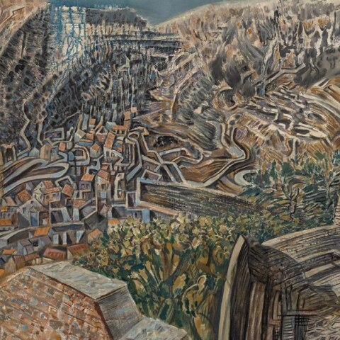 Ν. Χατζηκυριάκος Γκίκας, Καρδαμύλη, λάδι σε μουσαμά, 88Χ13 cm, Εκτίμηση €100.000-150