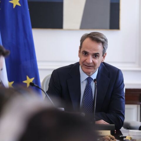 O πρωθυπουργός Κυριάκος Μητσοτάκης στο εναρκτήριο λάκτισμα του έτους έδωσε το στίγμα των προθέσεών του για το 2024 © Aris Oikonomou / SOOC