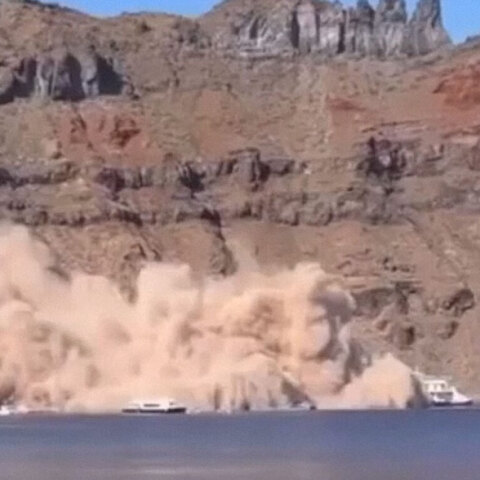 Σαντορίνη: Κατολίσθηση στη Θηρασιά (βίντεο)