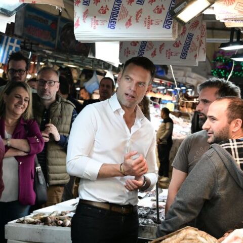 Ο πρόεδρος του ΣΥΡΙΖΑ , Στέφανος Κασσελάκης στη Βαρβάκειο Αγορά 