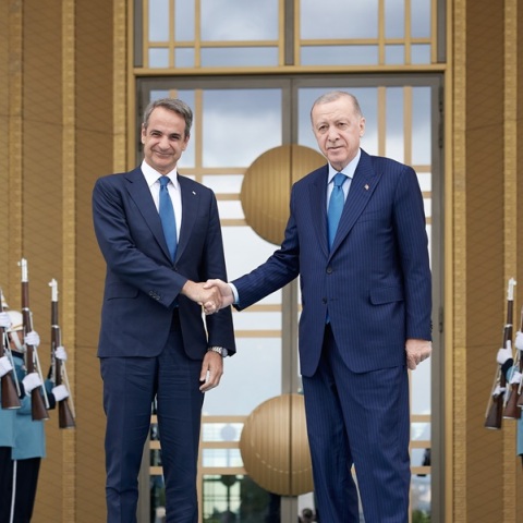 Ο πρωθυπουργός Κυριάκος Μητσοτάκης με τον Ρετζέπ Ταγίπ Ερντογάν στην Άγκυρα