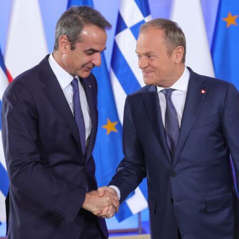 Ο Κυριάκος Μητσοτάκης με τον Ντόναλντ Τουσκ