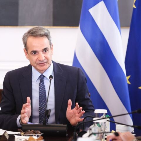 Ο Κυριάκος Μητσοτάκης κατά τη συνεδρίαση του Υπουργικού Συμβουλίου