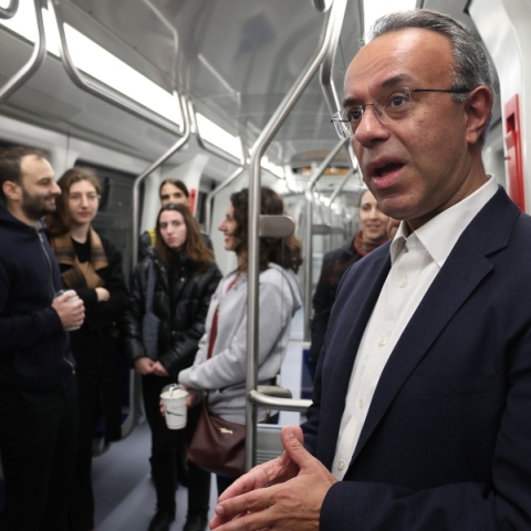 Ο Υπουργός Υποδομών και Μεταφορών Χρήστος Σταϊκούρας στο μετρο θεσσαλονικης 