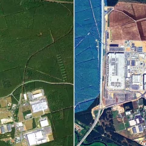 Δορυφορικές εικόνες πριν και μετά την εκρίζωση των 500.000 δέντρων για την κατασκευή εργοστασίου της Tesla