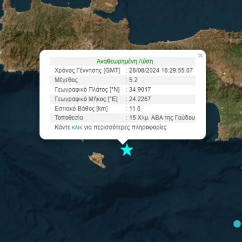 Σεισμός 5,2 Ρίχτερ στην Κρήτη